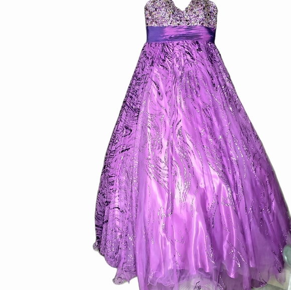 Jovani Women's Strapless Purple Gown - Picture 2 of 9